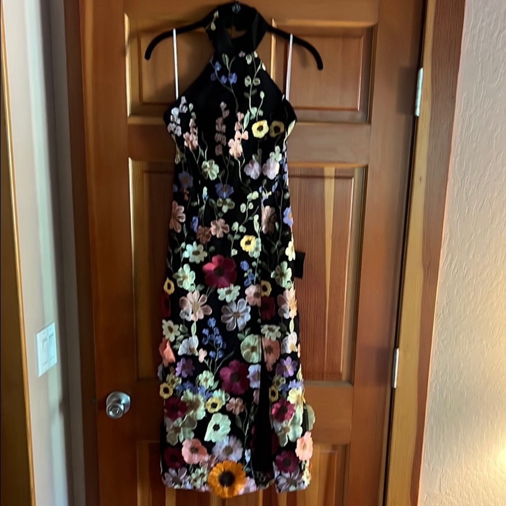 Floral Kids Dress - Black with Multicolor Flowers